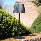 Black outdoor table lamp rustic, Justine, 2W, 2700K LED, IP54, with touch dimmer
