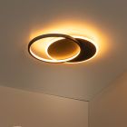 Black flush ceiling light modern, Axelle, 24W, 2700K LED, 3-step dimmable
