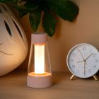 Pink rechargeable outdoor table lamp modern, Lorali, 1,2W, 2700K LED, IP44, with touch dimmer