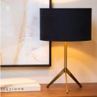 Black table lamp modern, Tondo, with switch