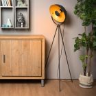 Golden tripod floor lamp modern, Alvaro, with switch