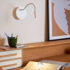 White bedside lamp modern, Jolijn, 2W, 3000K LED, with switch