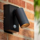 Black outdoor wall light with motion sensor modern, Taylor, IP54
