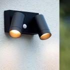 Black outdoor wall light with motion sensor modern, Taylor, IP54