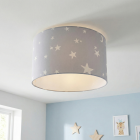 Fabric kid's ceiling light grey, Stars