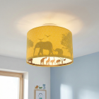 Fabric kids ceiling light yellow, Safari