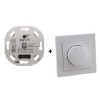 LED dimmer, 0,5 - 200W, with white cover frame and central plate