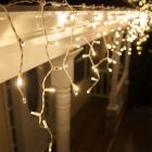 4M linkable icicle light, White cord, IP67, 70 cm high - Warm white