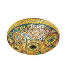 Multicoloured oriental flush ceiling light mosaic, Annas