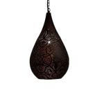 Black oriental pendant light filigree, Zina