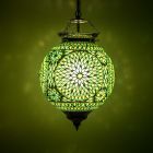 Green oriental pendant light mosaic, Aziza