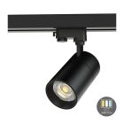 Black 3-phase track spotlight Rozina, 30W, white switch, dimmable, Pro