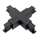 X-shape connector for 3-phase track lighting, black, Pro