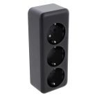 Q-Link surface-mounted socket, 3-way, with child protection and earthing contact, black