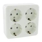 Exin Exo socket, surface-mounted, 4-gang, earthed, polar white