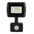Black floodlight with sensor aluminium, Miro, 10W, 6000K LED, IP65
