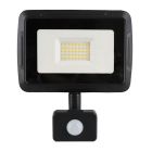 Black floodlight with sensor aluminium, Miro, 30W, 3000K LED, IP65