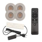 4 chrome porch spotlights Dico, IP65, with connection set and remote control