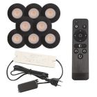 8 black porch spotlights Dico, IP65, with connection set and remote control