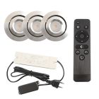 3 adjustable porch spotlights Rona, IP44, with connection set and remote control, chrome