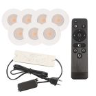 7 white porch spotlights Dico, IP65, with connection set and remote control