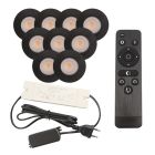 9 black porch spotlights Dico, IP65, with connection set and remote control