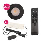 23 black porch spotlights Dico, IP65, with connection set and remote control