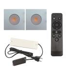 2 square chrome porch spotlights Dico, IP65, with connection set and remote control