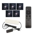 5 adjustable porch spotlights Rona square, IP44, with connection set and remote control, black