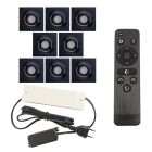 8 adjustable porch spotlights Rona square, IP44, with connection set and remote control, black