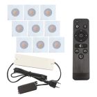 9 square white porch spotlights Dico, IP65, with connection set and remote control