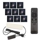 9 adjustable porch spotlights Rona square, IP44, with connection set and remote control, black