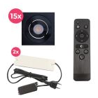 15 adjustable porch spotlights Rona square, IP44, with connection set and remote control, black