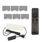 6 square chrome surface mounted spotlights Fredo, IP44, with connection set and remote control