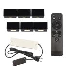 6 square black surface mounted spotlights Fredo, IP44, with connection set and remote control