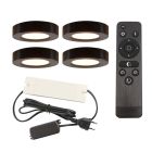 4 round kitchen cabinet lights, black, with connection set and remote control
