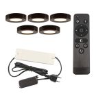 5 round kitchen cabinet lights, black, with connection set and remote control