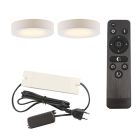 2 round kitchen cabinet lights, white, with connection set and remote control