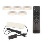 5 round kitchen cabinet lights, white, with connection set and remote control
