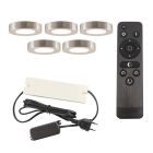 5 round kitchen cabinet lights, silver, with connection set and remote control