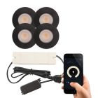 4 black smart porch spotlights Dico, IP65, with connection set