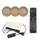 3 brass porch spotlights Dico, IP65, with connection set and remote control