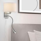 Nickel wall light metal, Ledbury, with switch