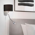 Nickel wall light metal, Ledbury, with switch