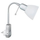 Nickel plug in wall light metal, Ava, with switch