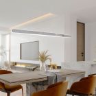 Silver pendant light design, Dwayn, 48W, warm to cold white adjustable LED, with touch dimmer