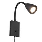 Black wall light modern, Joanne, with switch