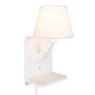 White wall light fabric, Tahir, with switch