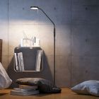 Black reading floor lamp modern, Bilge, 12W, warm to cold white adjustable LED, with touch dimmer