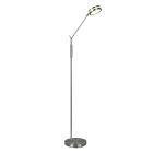 Nickel reading floor lamp modern, Marjon, 6W, warm to cold white adjustable LED, with touch dimmer
